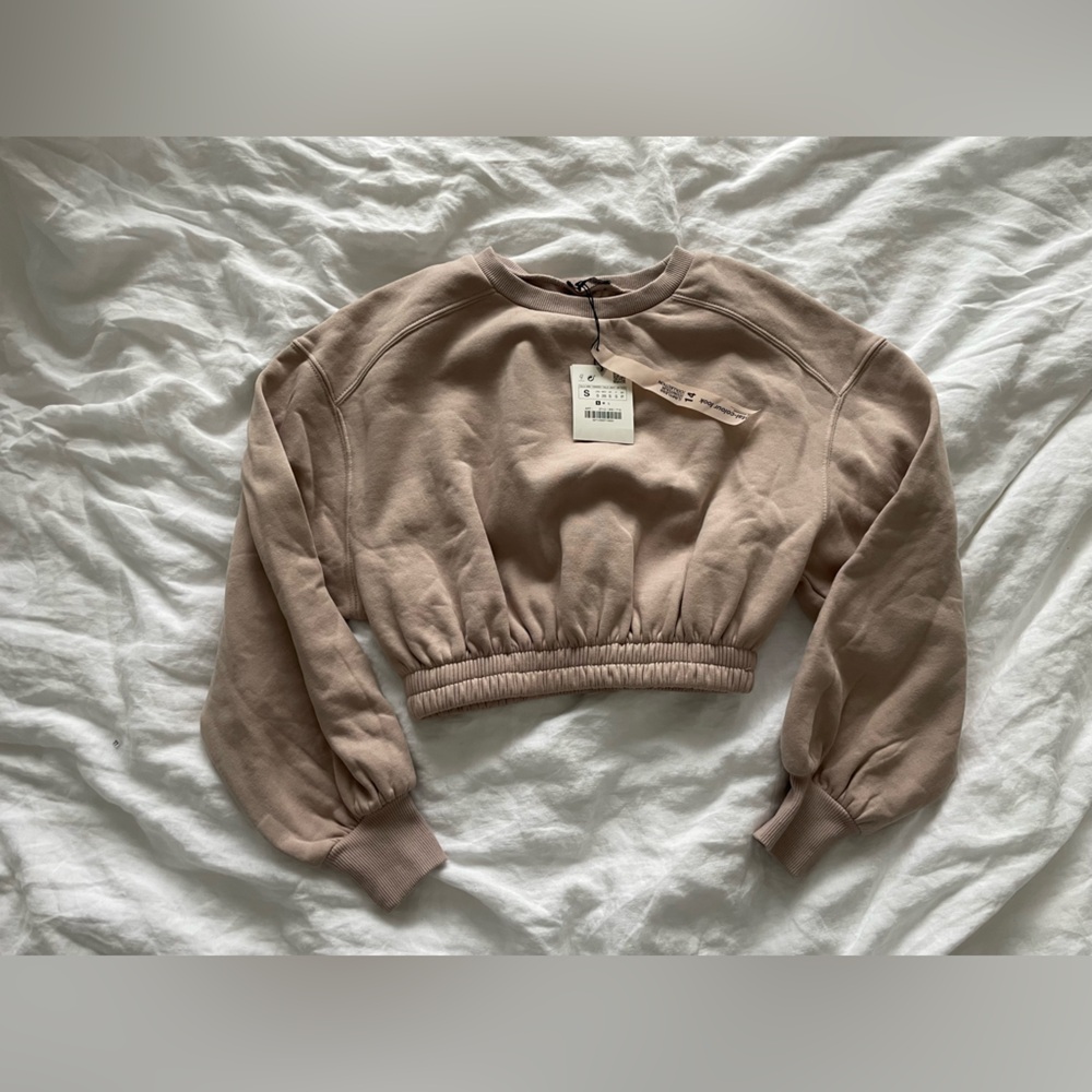 Dusty Pink Cropped Crewneck Sweater